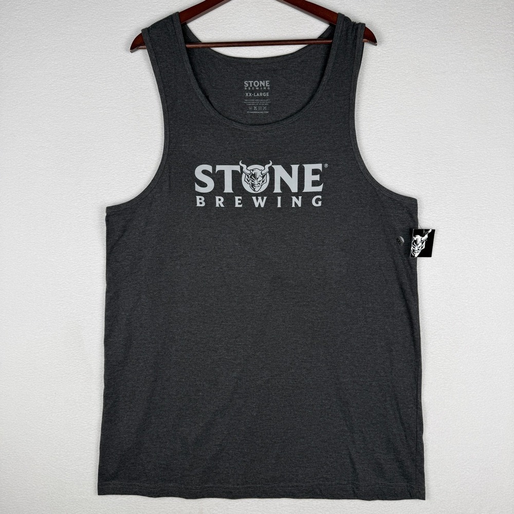 NEW Stone Brewing Tank Top Mens XXL Charcoal Heather Gargoyle Logo Beer Graphic